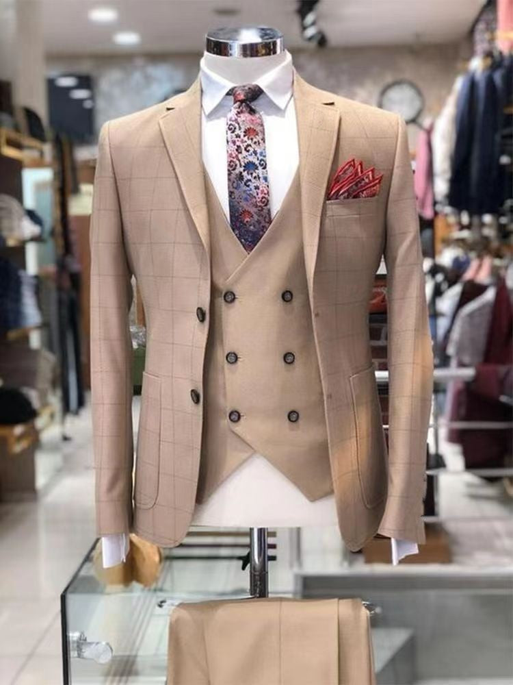 Men's Casual Plaid Blazer With Single Breasted Placket In Polyester Fabric Featuring Printing Craftsmanship