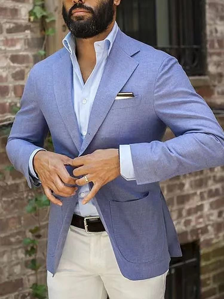 Men's Casual Plaid Blazer With Single Breasted Placket In Polyester Fabric Featuring Printing Craftsmanship