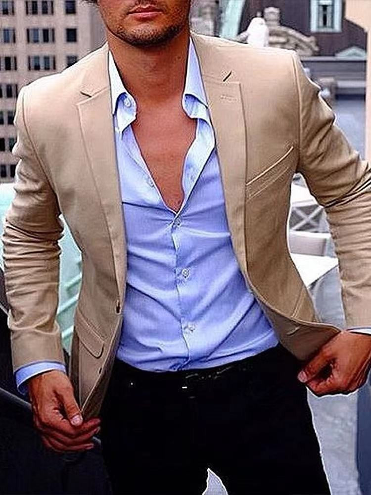 Men's Casual Plaid Blazer With Single Breasted Placket In Polyester Fabric Featuring Printing Craftsmanship