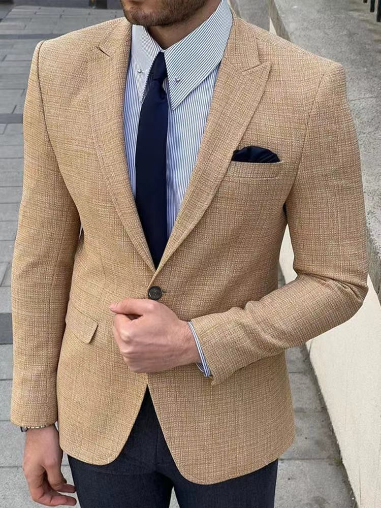 Men's Casual Plaid Blazer With Single Breasted Placket In Polyester Fabric Featuring Printing Craftsmanship