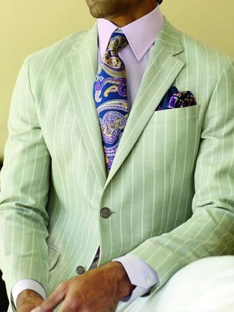 Men's Casual Plaid Blazer With Single Breasted Placket In Polyester Fabric Featuring Printing Craftsmanship