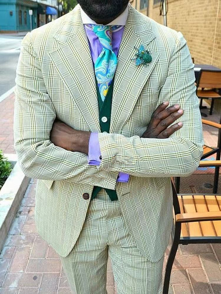 Men's Casual Plaid Blazer With Single Breasted Placket In Polyester Fabric Featuring Printing Craftsmanship
