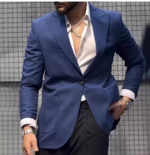 Men's Casual Plaid Blazer With Single Breasted Placket In Polyester Fabric Featuring Printing Craftsmanship