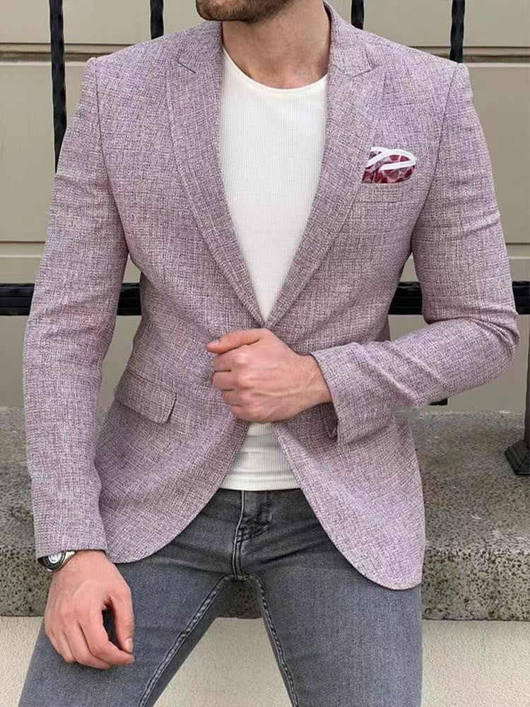 Men's Casual Plaid Blazer With Single Breasted Placket In Polyester Fabric Featuring Printing Craftsmanship