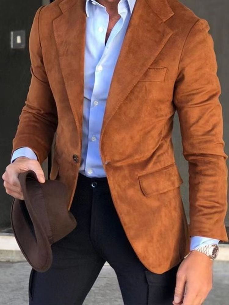 Men's Casual Plaid Blazer With Single Breasted Placket In Polyester Fabric Featuring Printing Craftsmanship