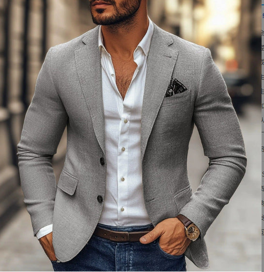 Men's Casual Plaid Blazer With Single Breasted Placket In Polyester Fabric Featuring Printing Craftsmanship