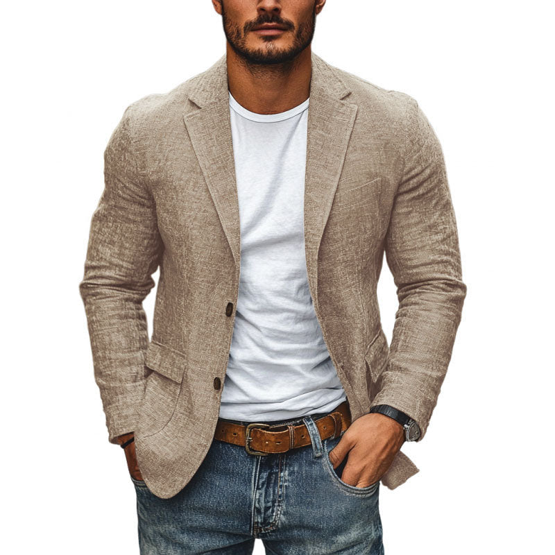 Men's Casual Plaid Blazer With Single Breasted Placket In Polyester Fabric Featuring Printing Craftsmanship