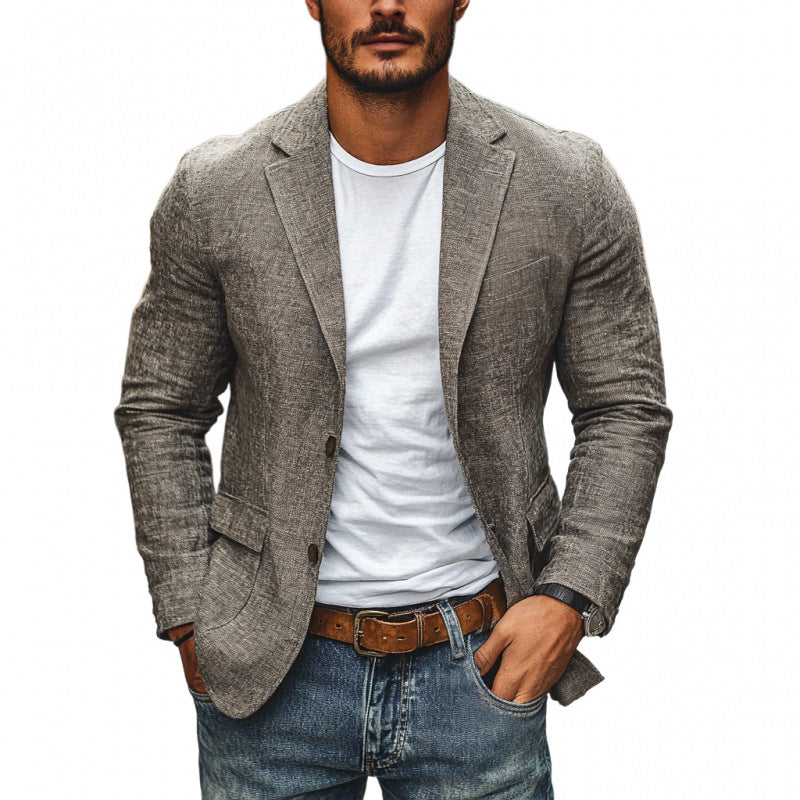 Men's Casual Plaid Blazer With Single Breasted Placket In Polyester Fabric Featuring Printing Craftsmanship
