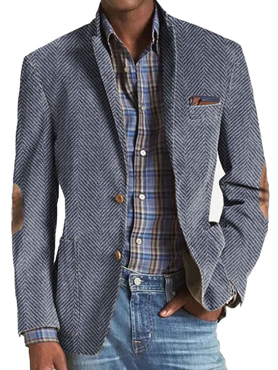 Men's Casual Plaid Blazer With Single Breasted Placket In Polyester Fabric Featuring Printing Craftsmanship