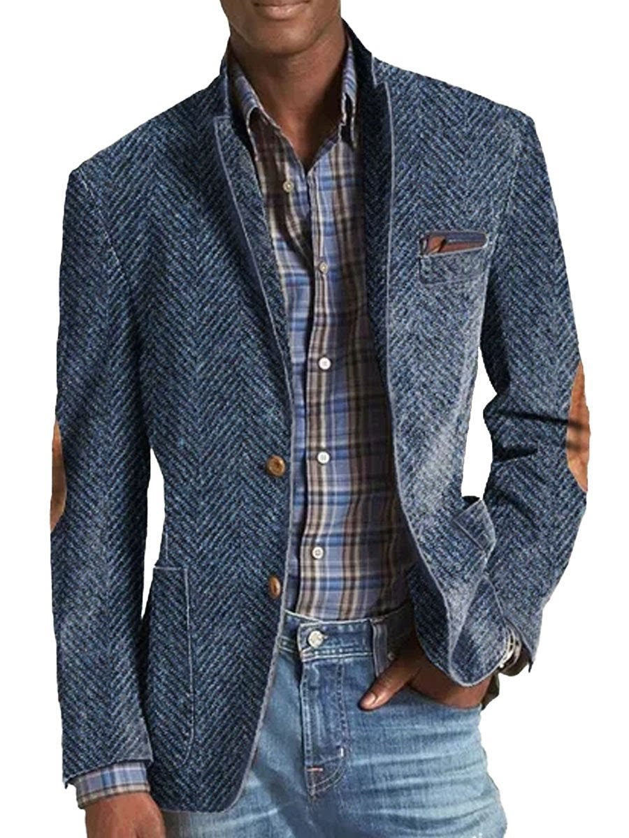 Men's Casual Plaid Blazer With Single Breasted Placket In Polyester Fabric Featuring Printing Craftsmanship