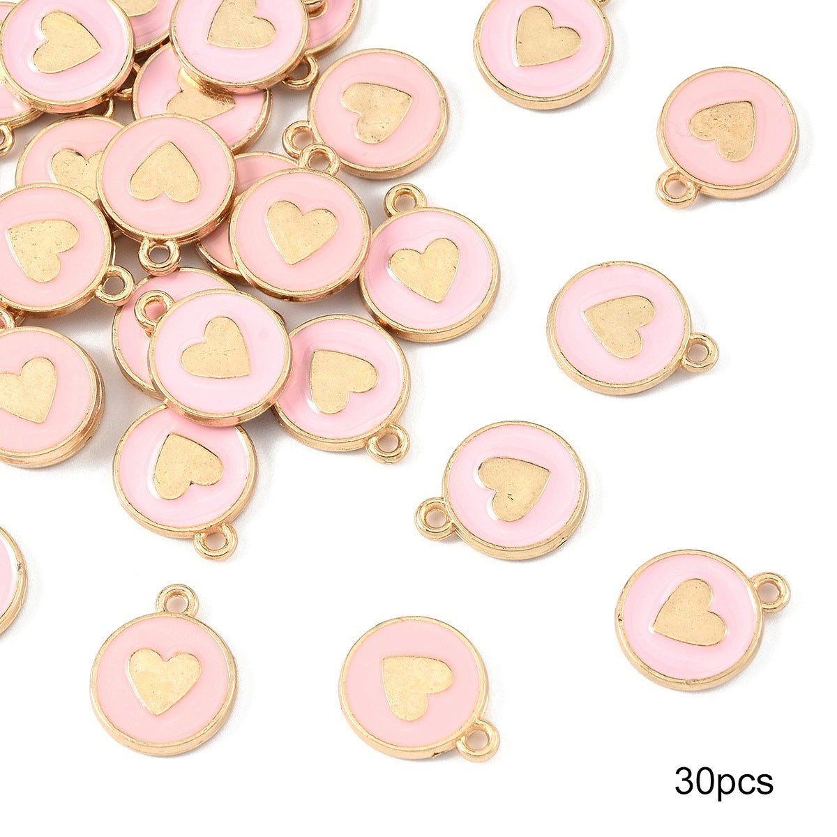 Heart Shape Alloy Pendant With Enamel Craftsmanship In White, Elegant Jewelry Making Accessory
