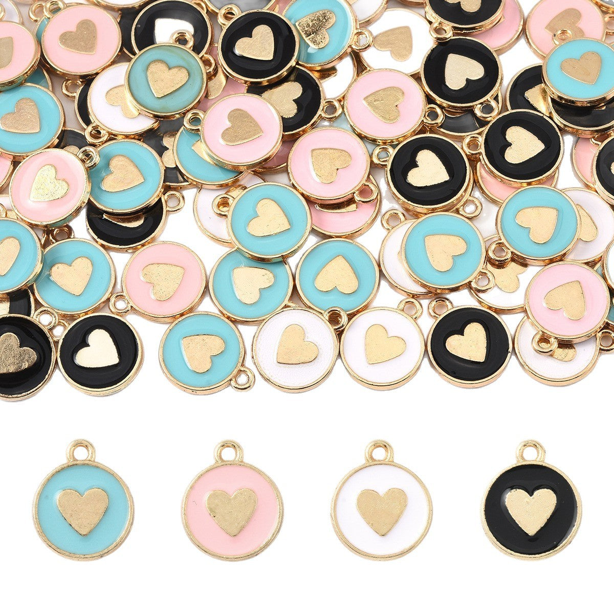 Heart Shape Alloy Pendant With Enamel Craftsmanship In White, Elegant Jewelry Making Accessory