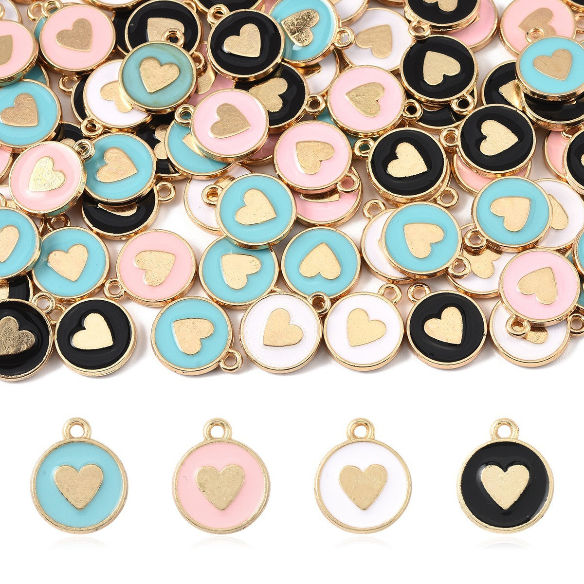 Heart Shape Alloy Pendant With Enamel Craftsmanship In White, Elegant Jewelry Making Accessory