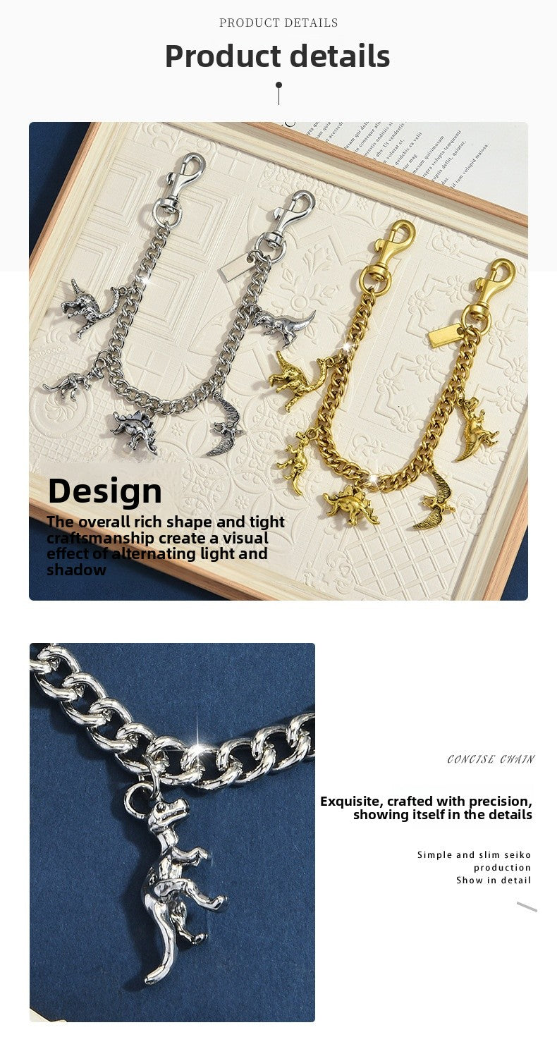 Electroplated Multicolor Dinosaur Bag Pendant In Metal With Sweet Style