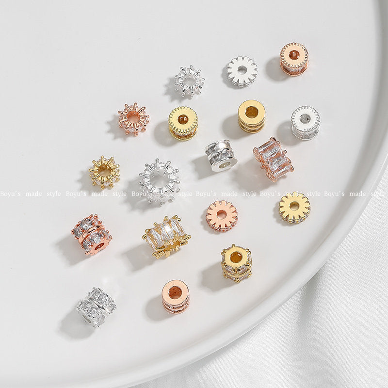 1 PCS 14k Gold Filled Gear Spacer Bar With Zircon, 14K Real Gold Plated And Electroplated Finish Jewelry Accessory