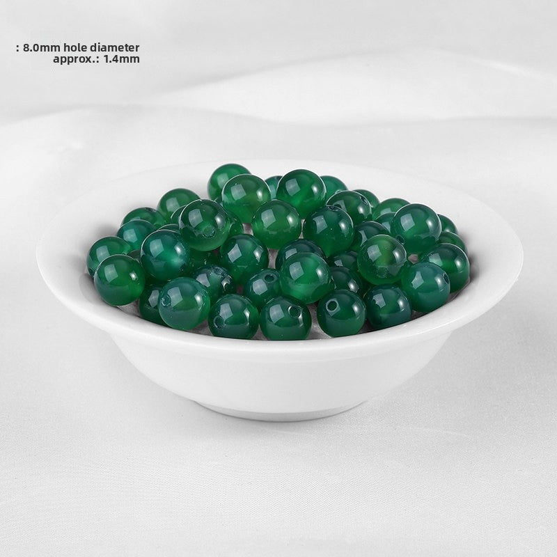 Handmade Agate Beads For Jewelry Making, Diameter 4mm, 5 PCS Package, Green, Original Design Accessories