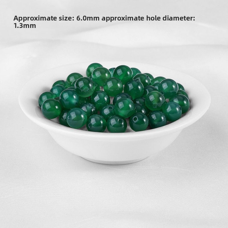 Handmade Agate Beads For Jewelry Making, Diameter 4mm, 5 PCS Package, Green, Original Design Accessories