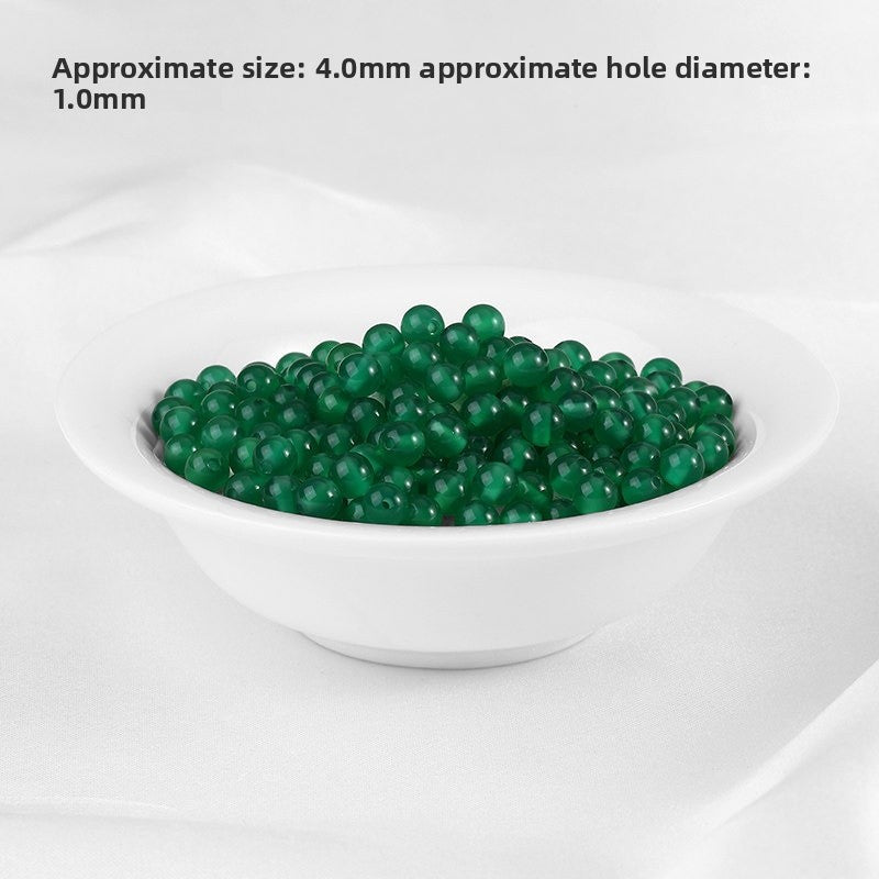 Handmade Agate Beads For Jewelry Making, Diameter 4mm, 5 PCS Package, Green, Original Design Accessories