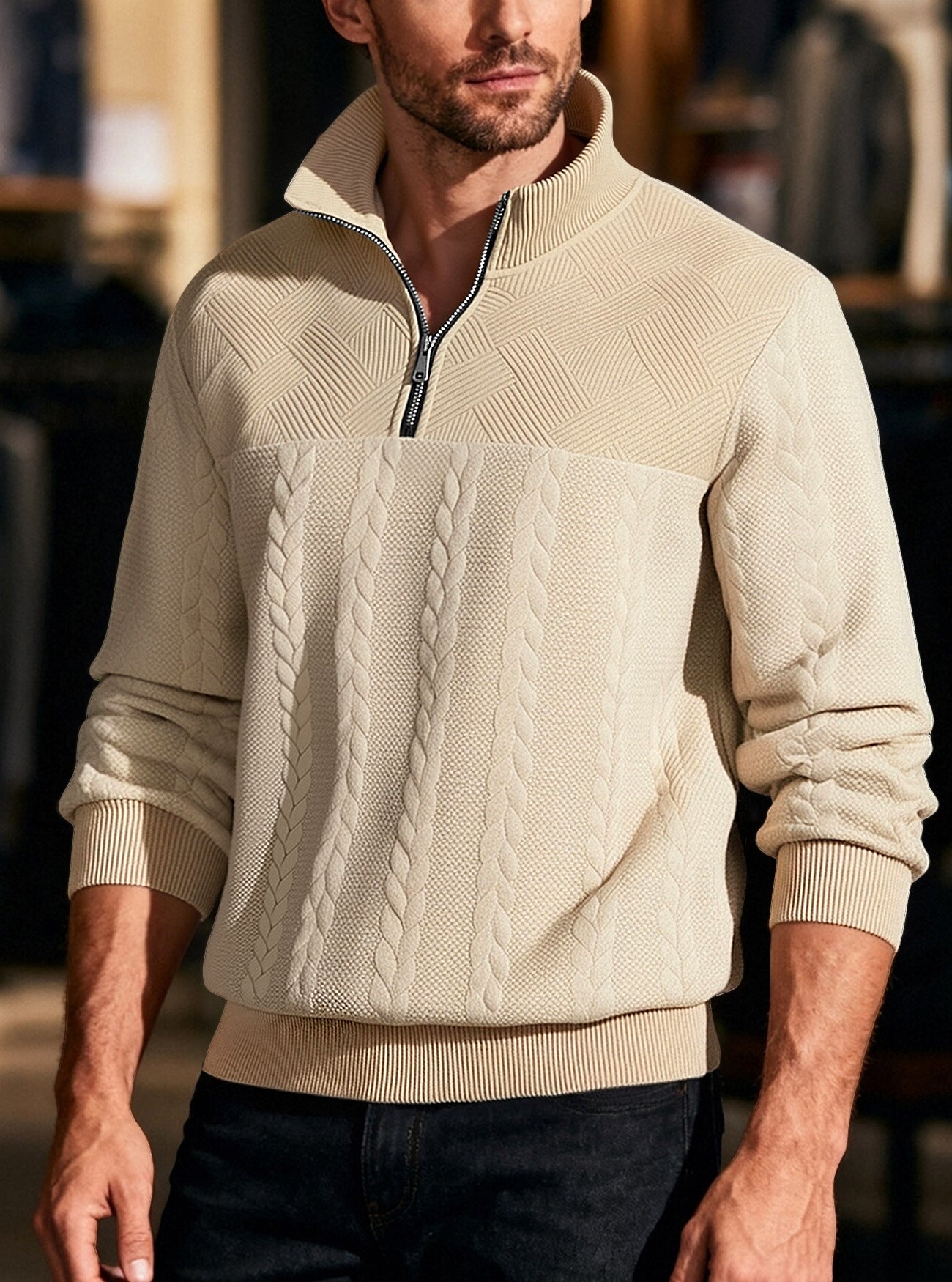 Men's Solid Color White Casual Hoodie With Long Sleeve In Polyester Fabric