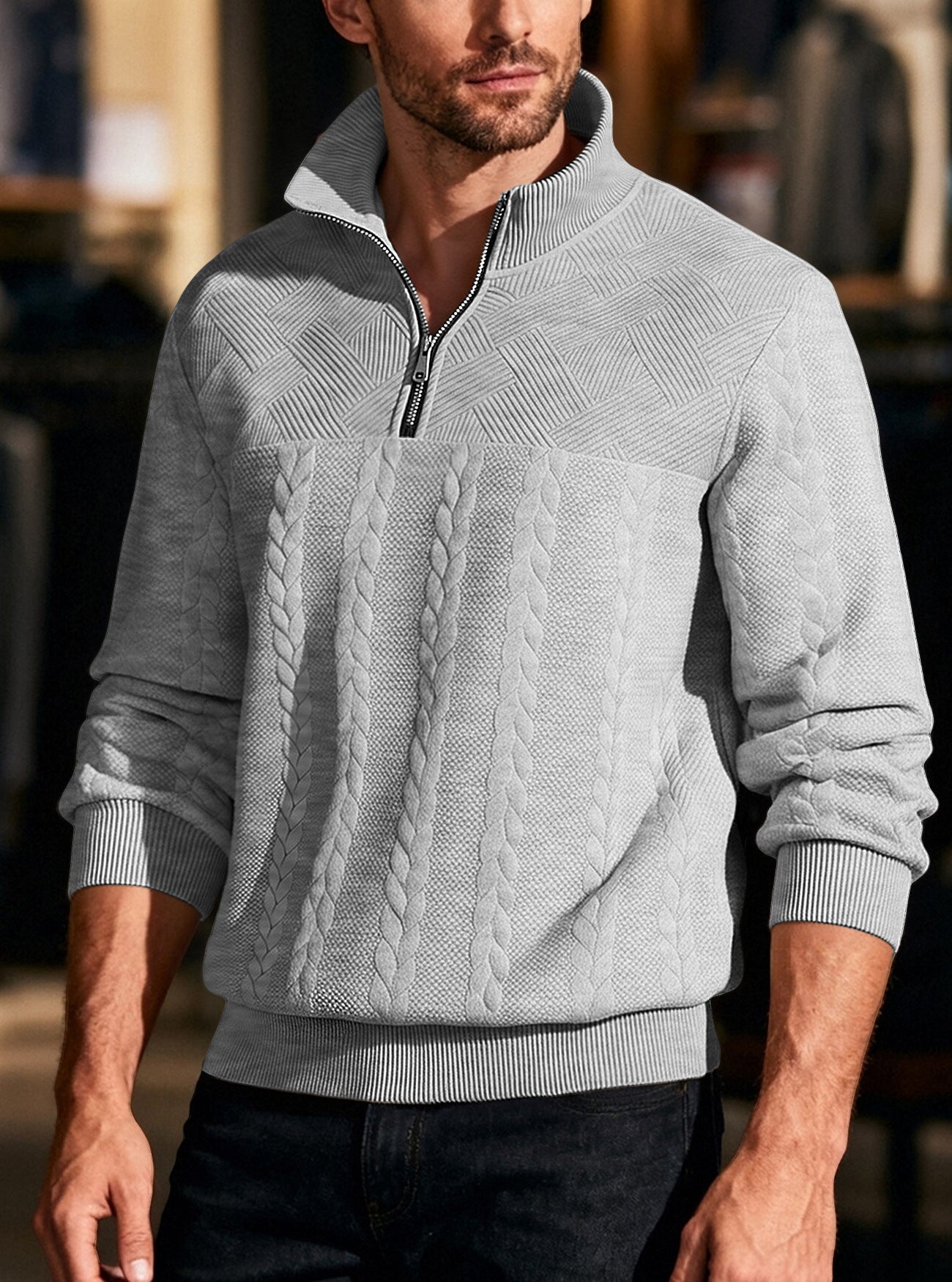 Men's Solid Color White Casual Hoodie With Long Sleeve In Polyester Fabric