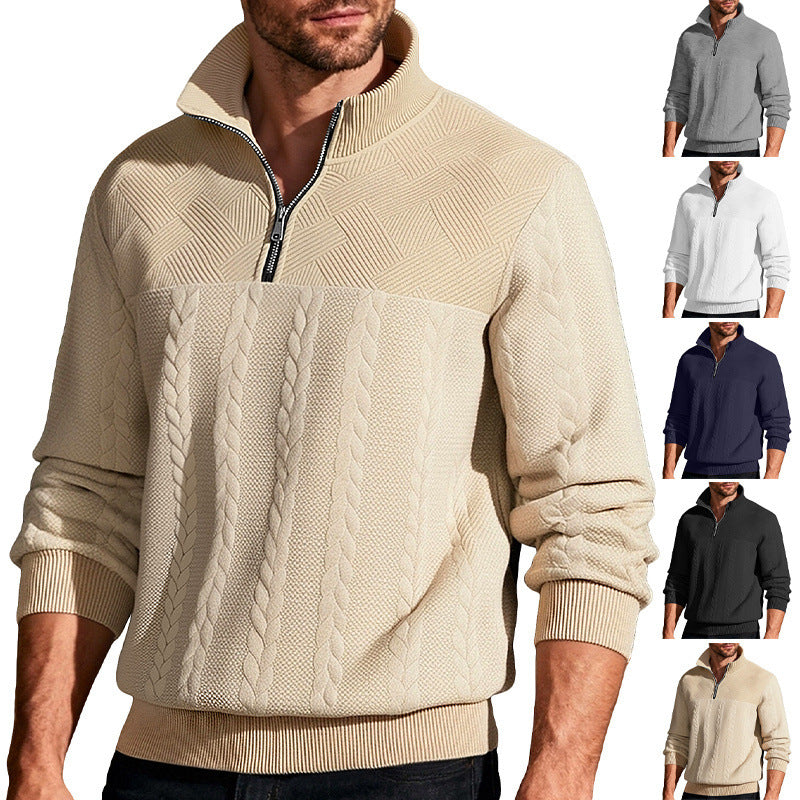 Men's Solid Color White Casual Hoodie With Long Sleeve In Polyester Fabric