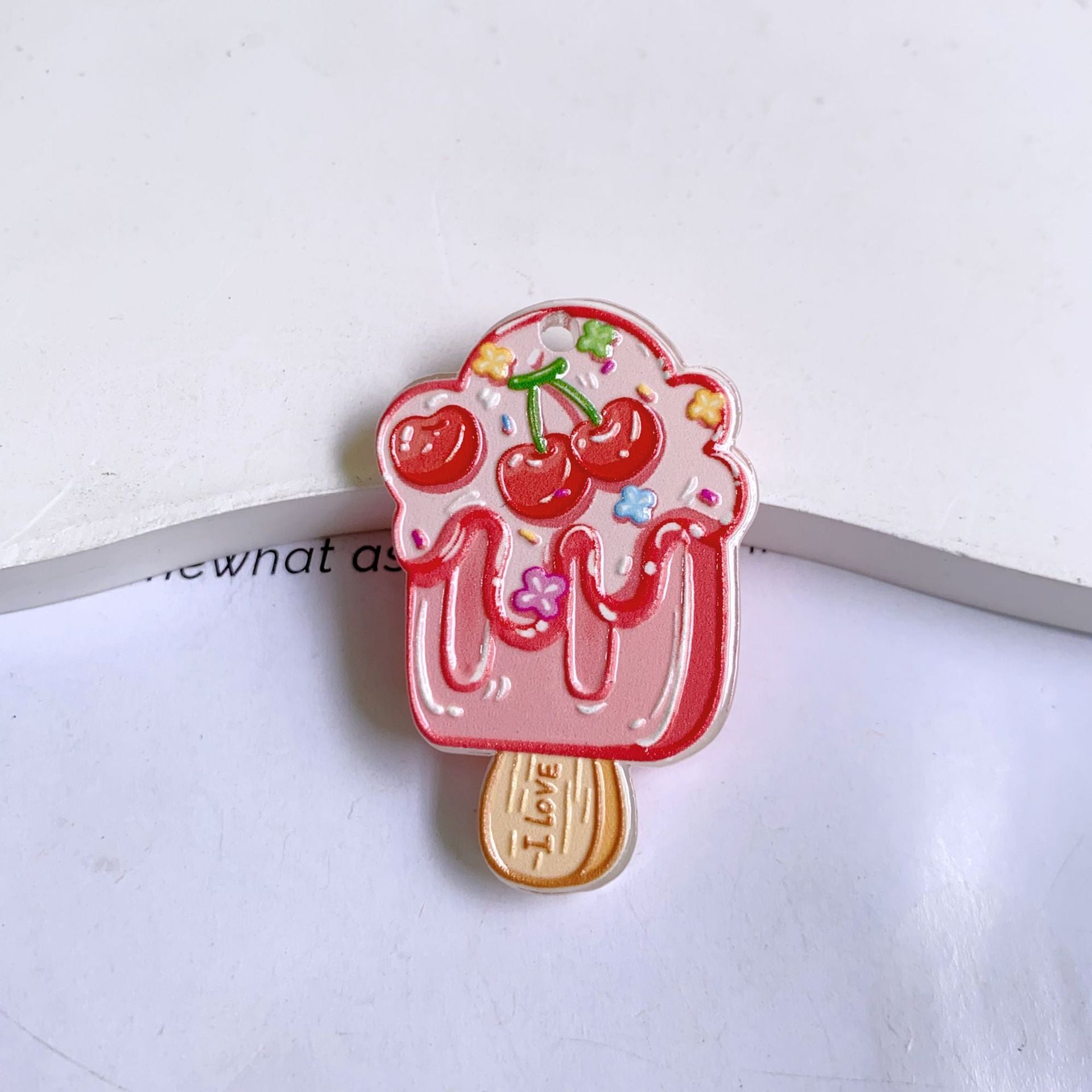 Acrylic Fruit Pendant Featuring Carving Craftsmanship, Stylish Jewelry Accessory For Commute