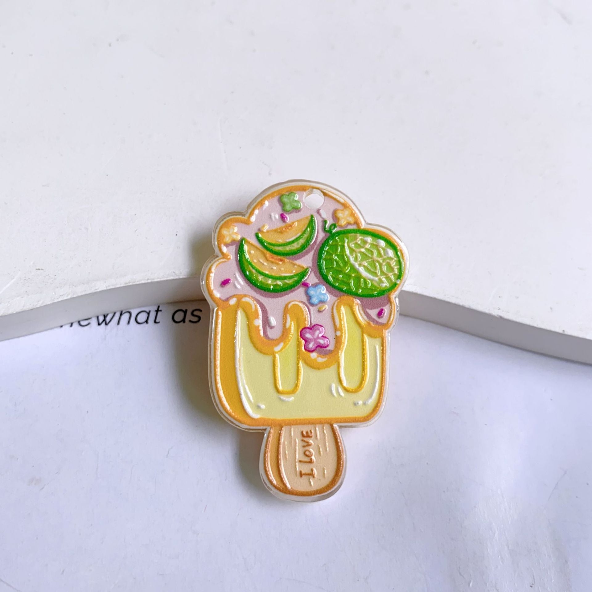 Acrylic Fruit Pendant Featuring Carving Craftsmanship, Stylish Jewelry Accessory For Commute