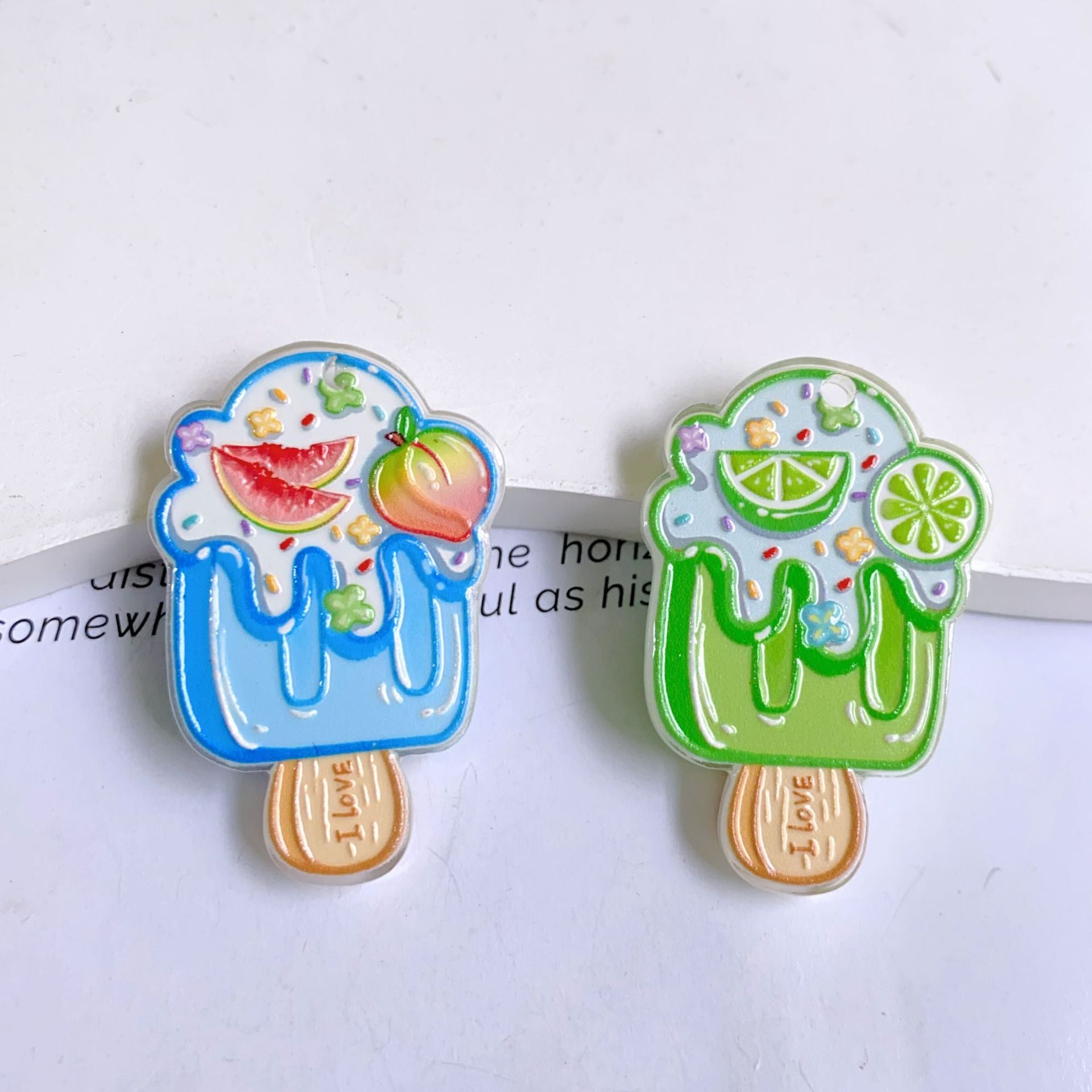 Acrylic Fruit Pendant Featuring Carving Craftsmanship, Stylish Jewelry Accessory For Commute