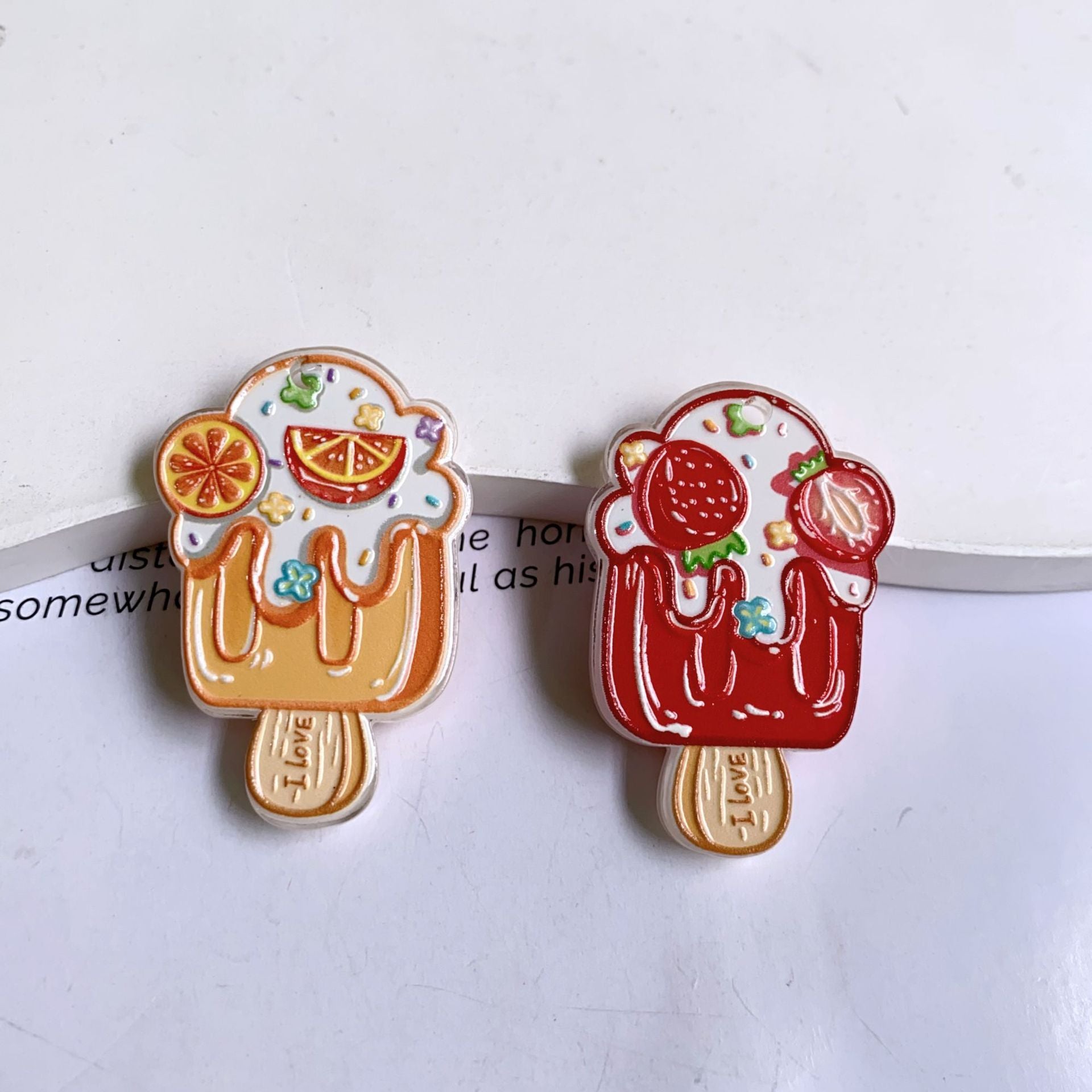 Acrylic Fruit Pendant Featuring Carving Craftsmanship, Stylish Jewelry Accessory For Commute