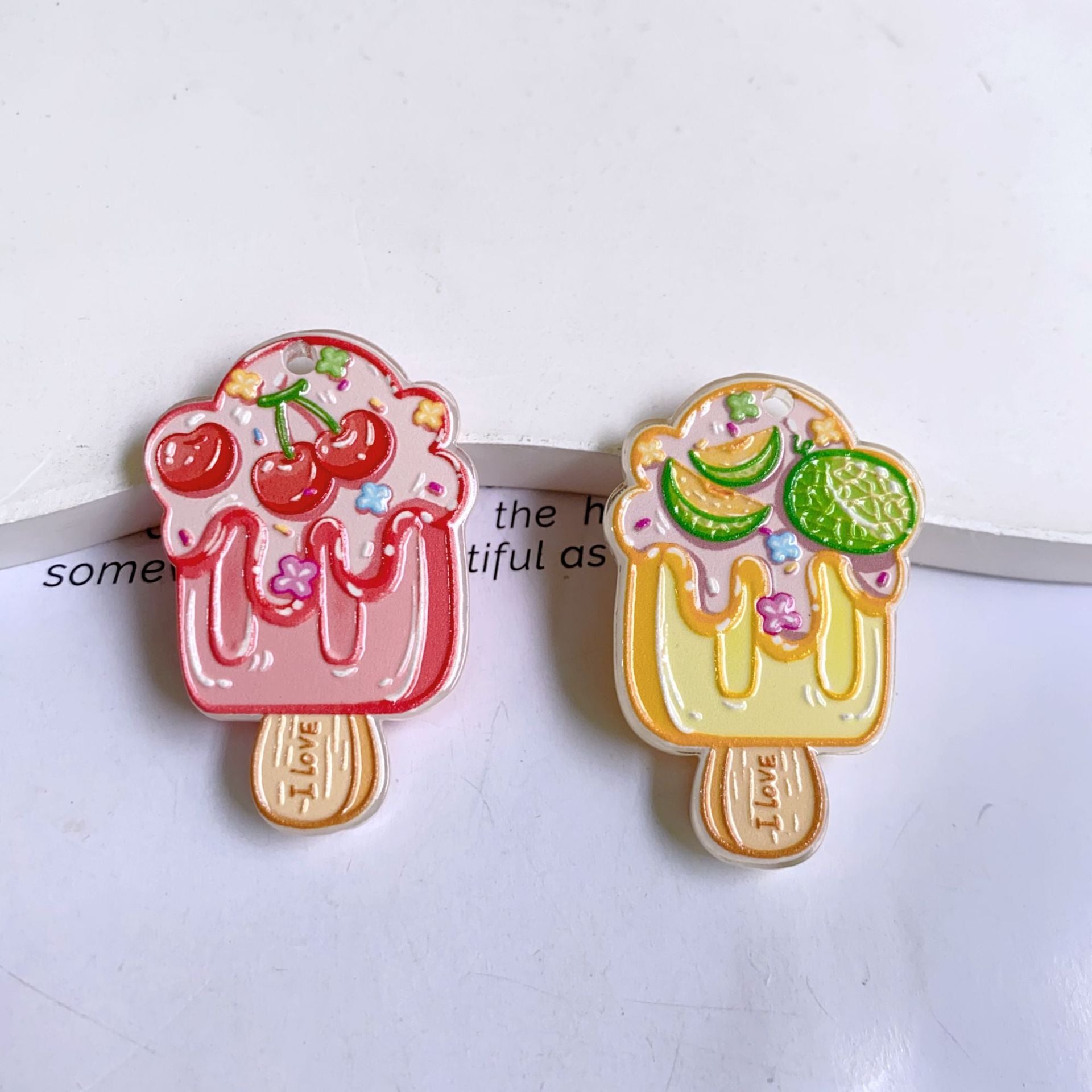 Acrylic Fruit Pendant Featuring Carving Craftsmanship, Stylish Jewelry Accessory For Commute