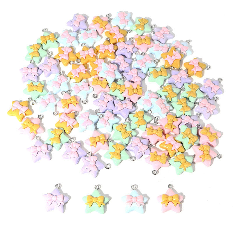 Sweet Multicolor Star Resin Pendant With Epoxy Craft For Jewelry Accessories