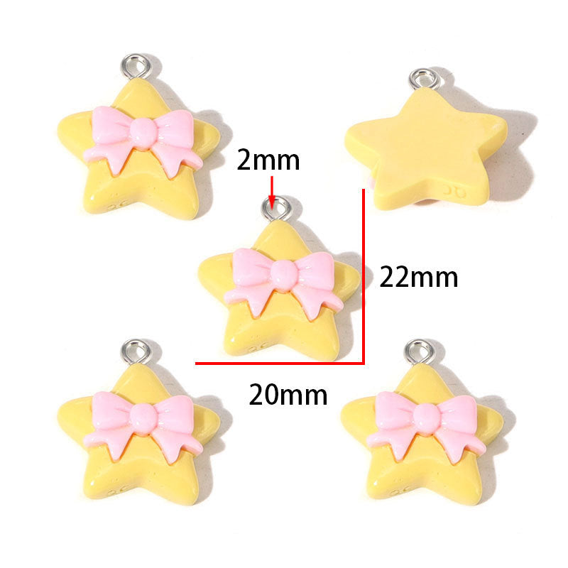 Sweet Multicolor Star Resin Pendant With Epoxy Craft For Jewelry Accessories