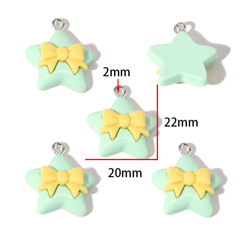 Sweet Multicolor Star Resin Pendant With Epoxy Craft For Jewelry Accessories