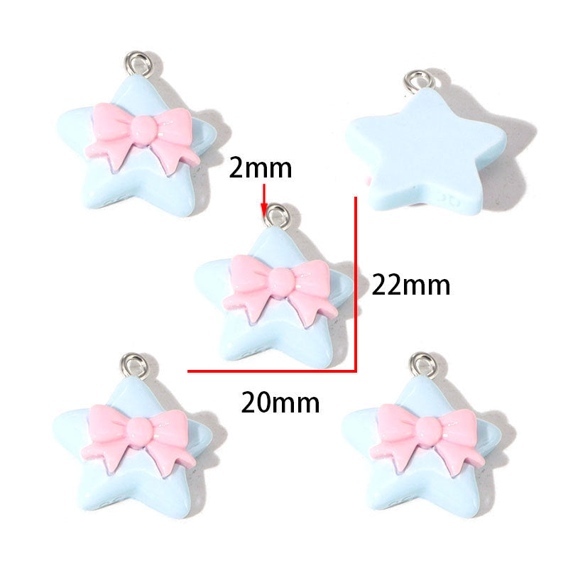 Sweet Multicolor Star Resin Pendant With Epoxy Craft For Jewelry Accessories