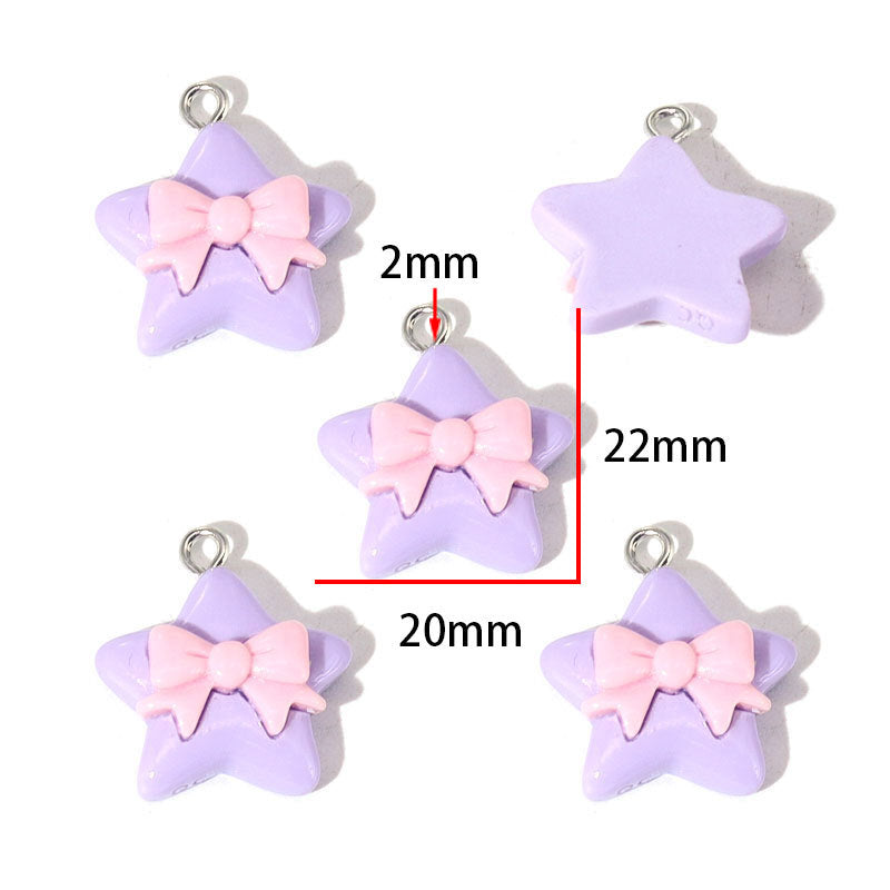 Sweet Multicolor Star Resin Pendant With Epoxy Craft For Jewelry Accessories