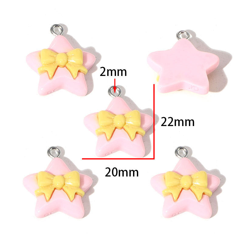 Sweet Multicolor Star Resin Pendant With Epoxy Craft For Jewelry Accessories
