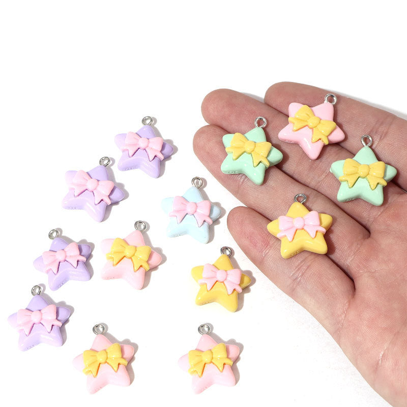 Sweet Multicolor Star Resin Pendant With Epoxy Craft For Jewelry Accessories