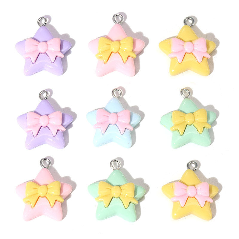 Sweet Multicolor Star Resin Pendant With Epoxy Craft For Jewelry Accessories