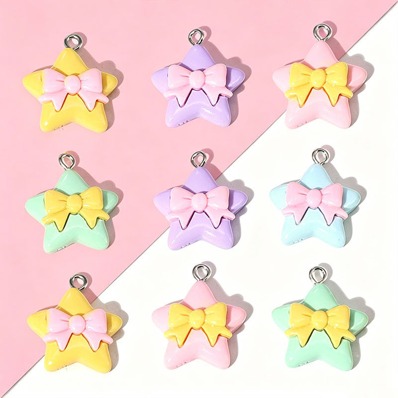 Sweet Multicolor Star Resin Pendant With Epoxy Craft For Jewelry Accessories
