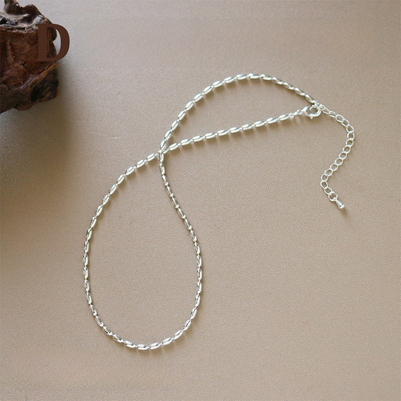 Sweet Geometric Beaded Chain Necklace For Women Featuring Mixed Materials And Seed Bead Inlay