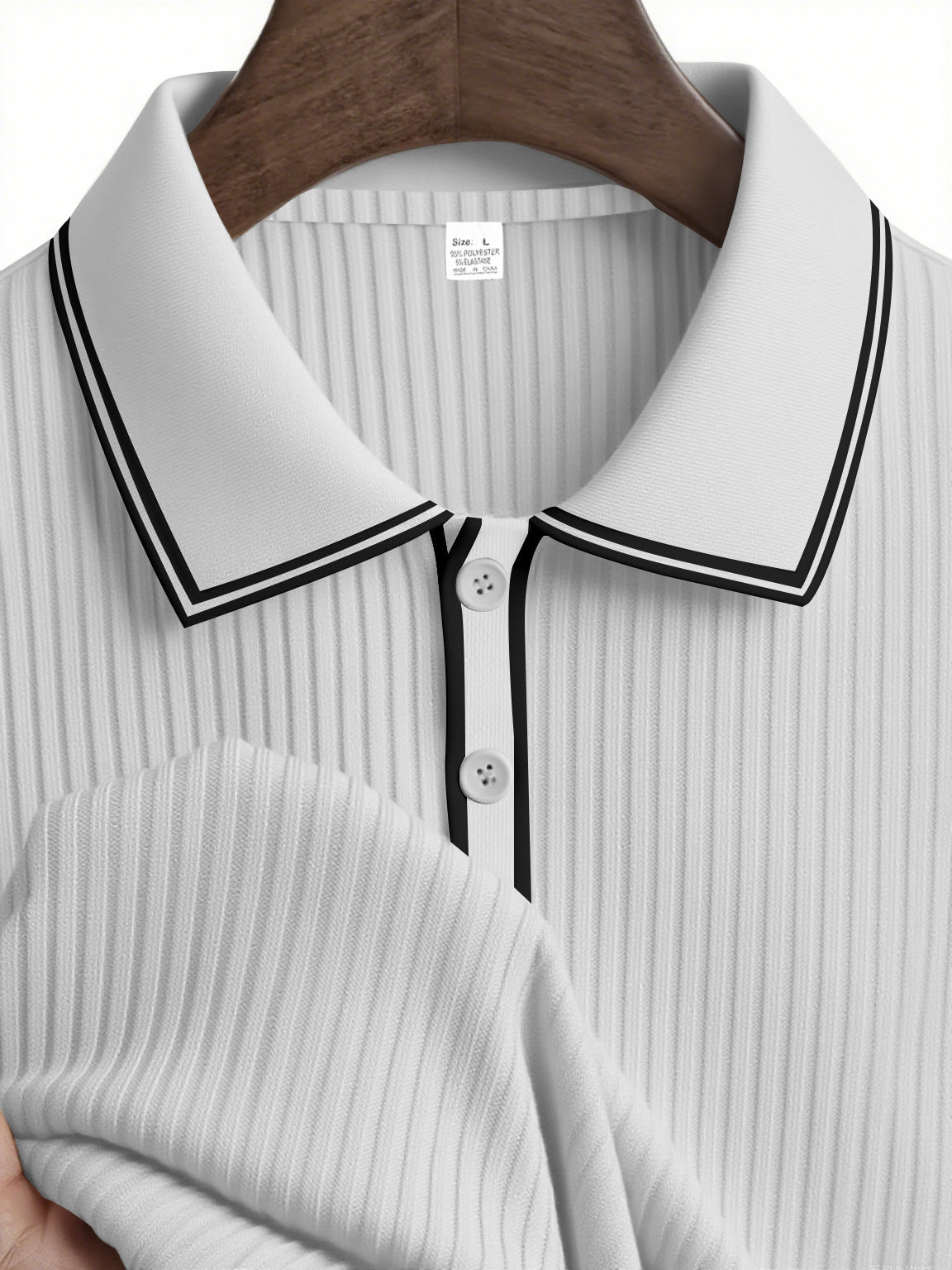 Men's Casual Stripe  With Long Sleeve In Dyed Black Polyester