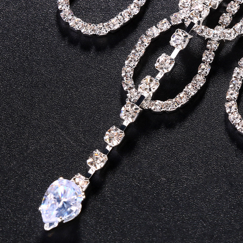 Bohemian Geometric Hair Chain For Women In Alloy With Rhinestone Inlay, Stylish Headband Accessory