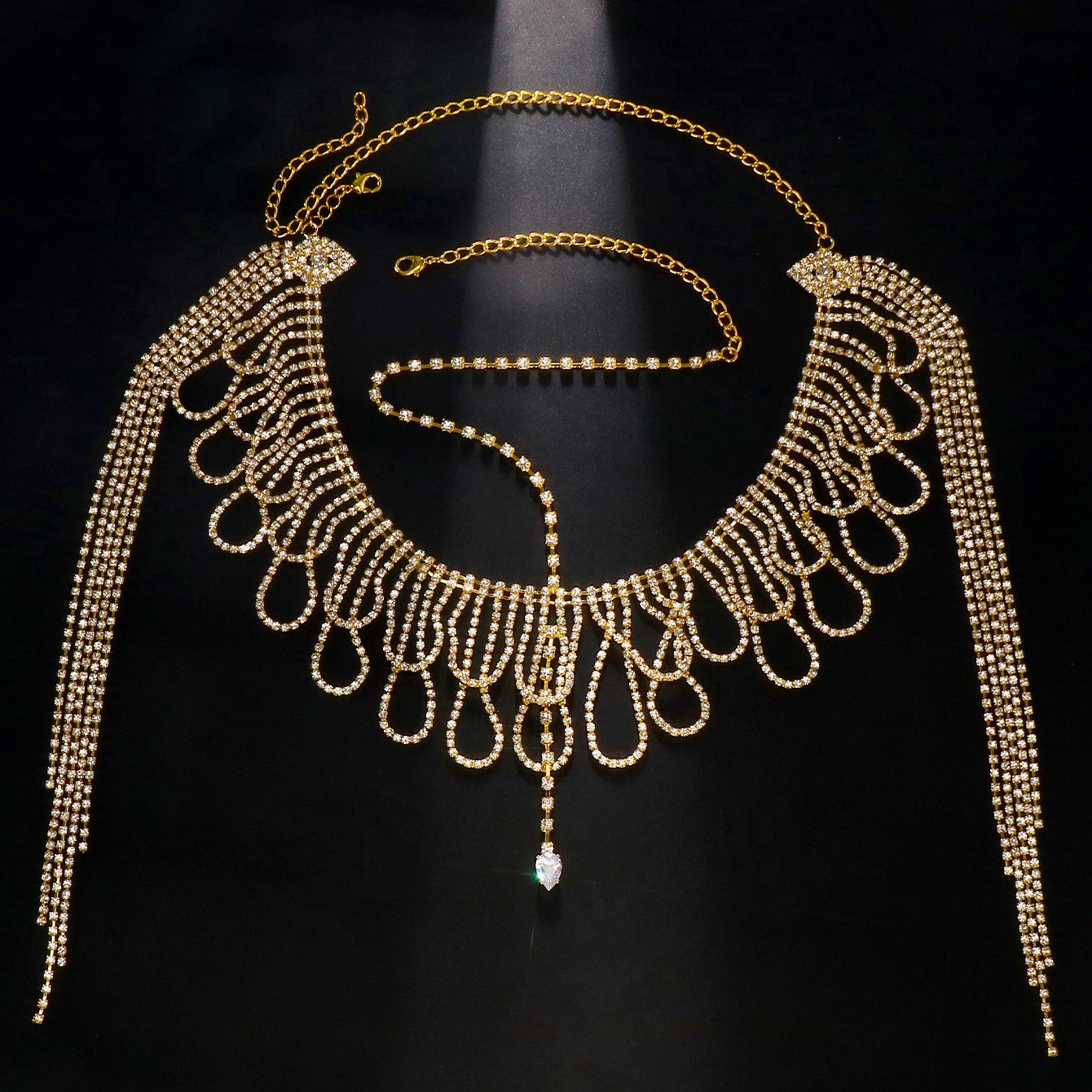 Bohemian Geometric Hair Chain For Women In Alloy With Rhinestone Inlay, Stylish Headband Accessory
