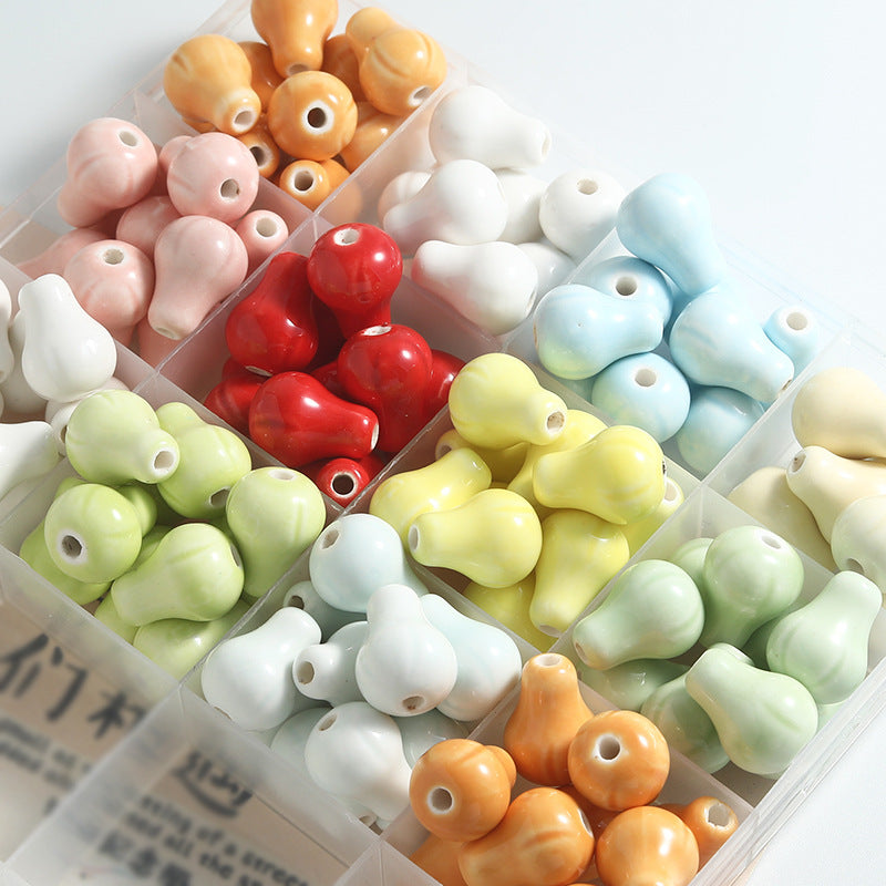 Handmade Ceramic Pear Beads In Multicolor, Simple Style Jewelry Accessories