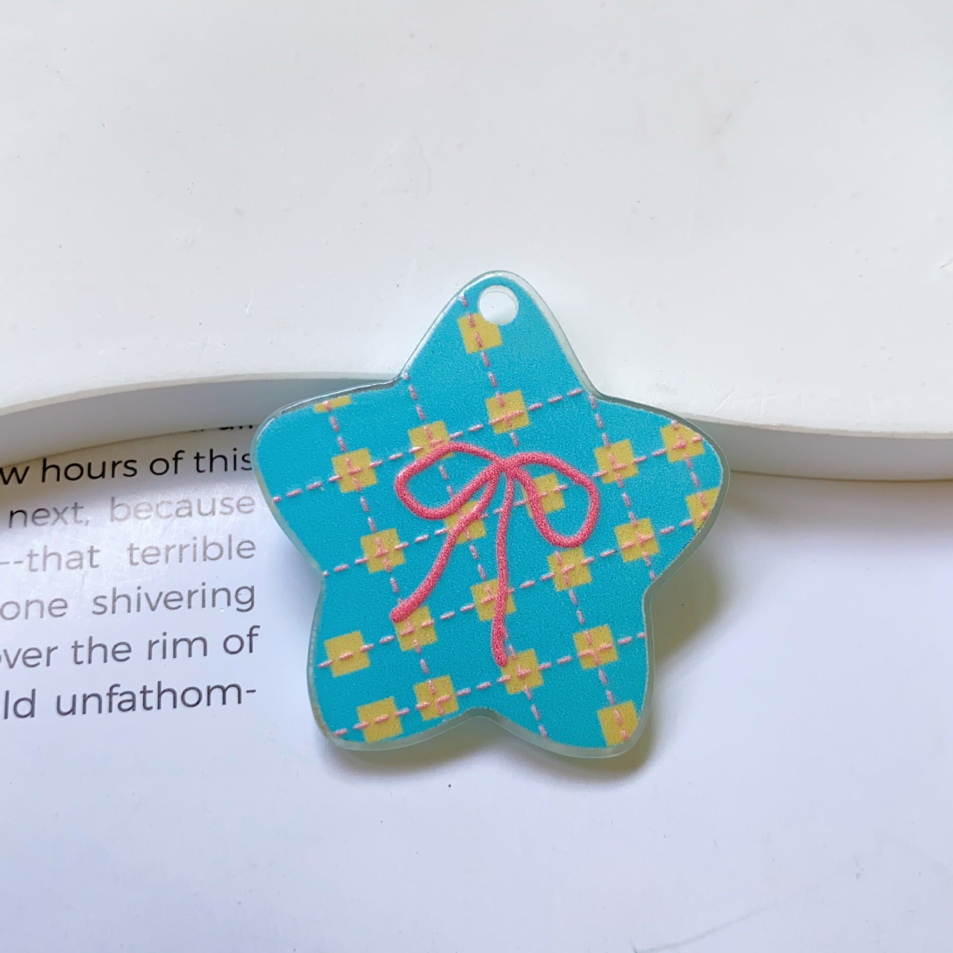 Acrylic Bow Tie Pendant With Printing Technique, Jewelry Accessories