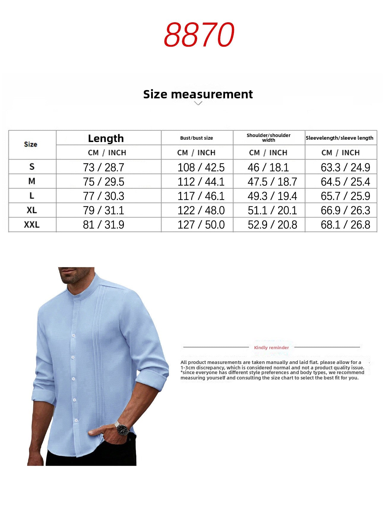 Solid Color Casual Long Sleeve Polyester Blouse With Placket For Men