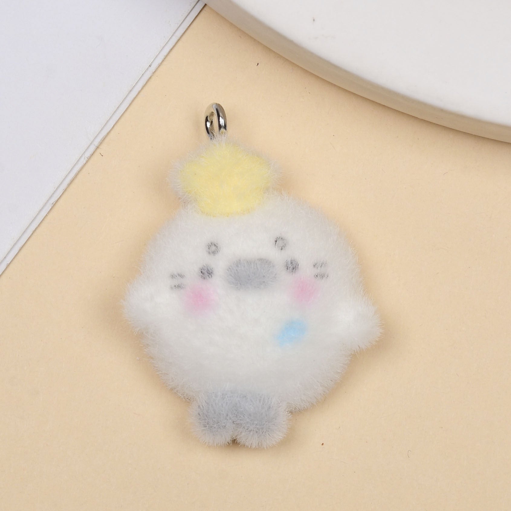 Cute Animal Resin Pendant With Flocking Craft, Jewelry Accessories