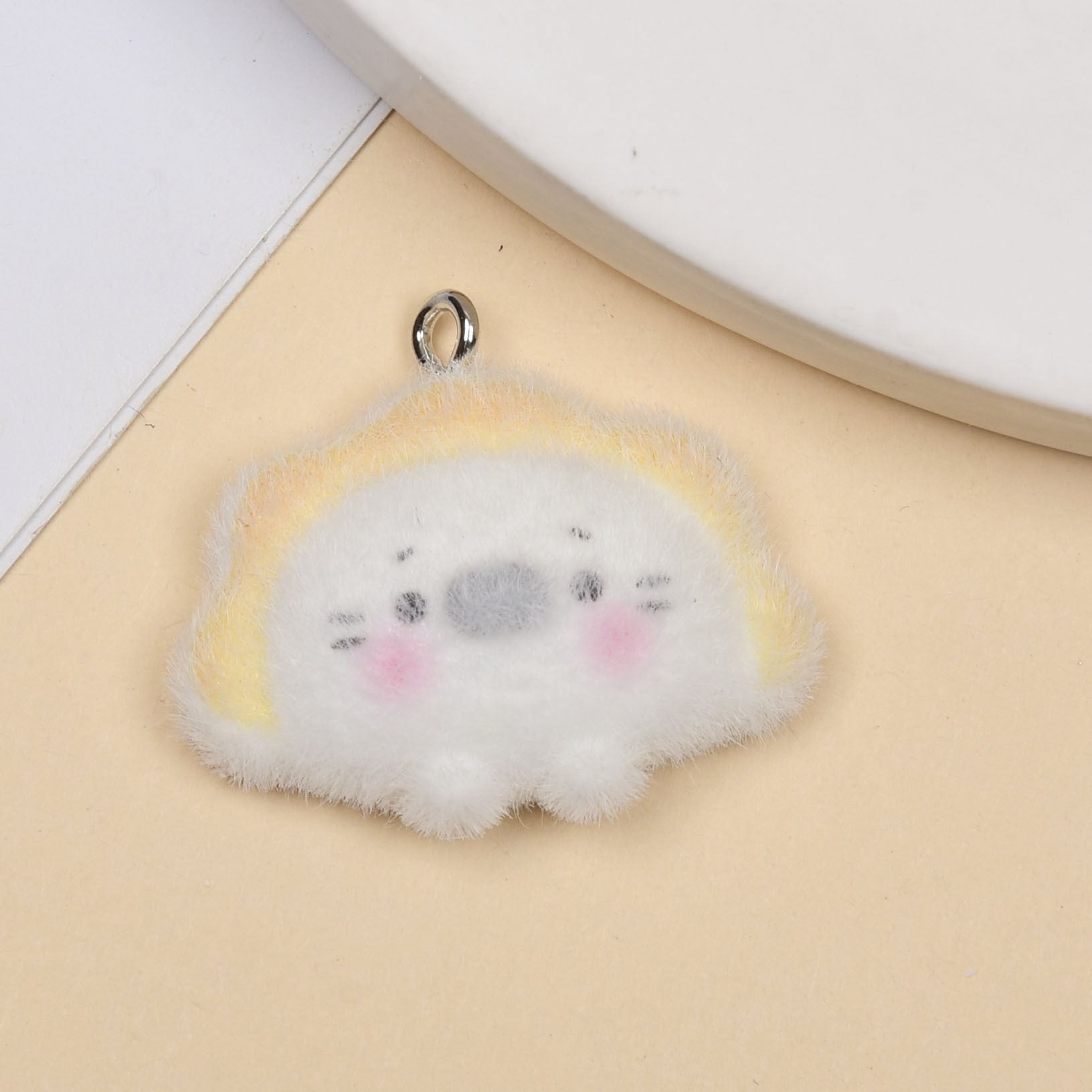 Cute Animal Resin Pendant With Flocking Craft, Jewelry Accessories