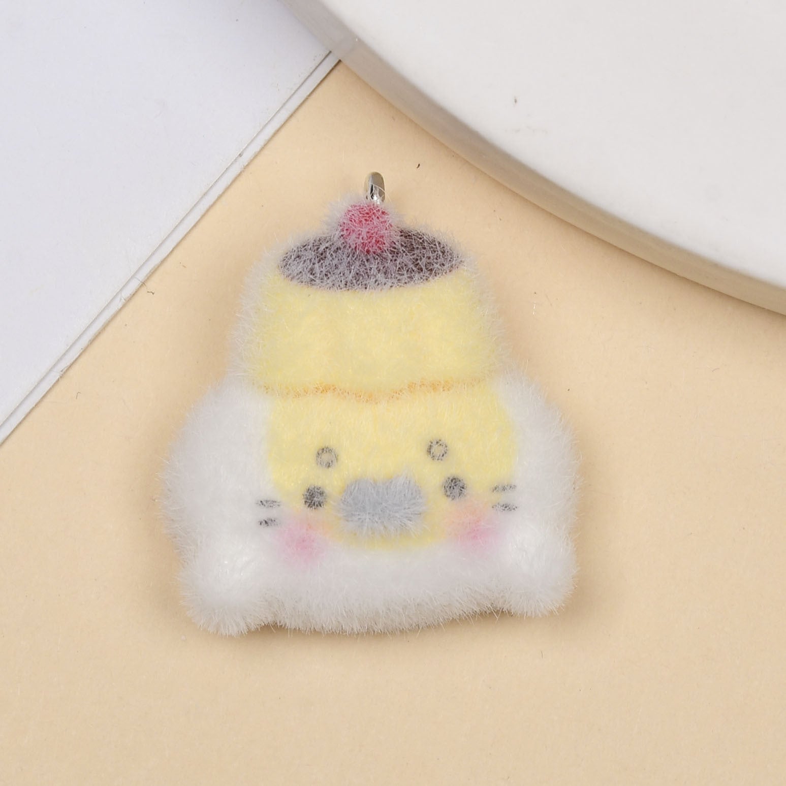 Cute Animal Resin Pendant With Flocking Craft, Jewelry Accessories
