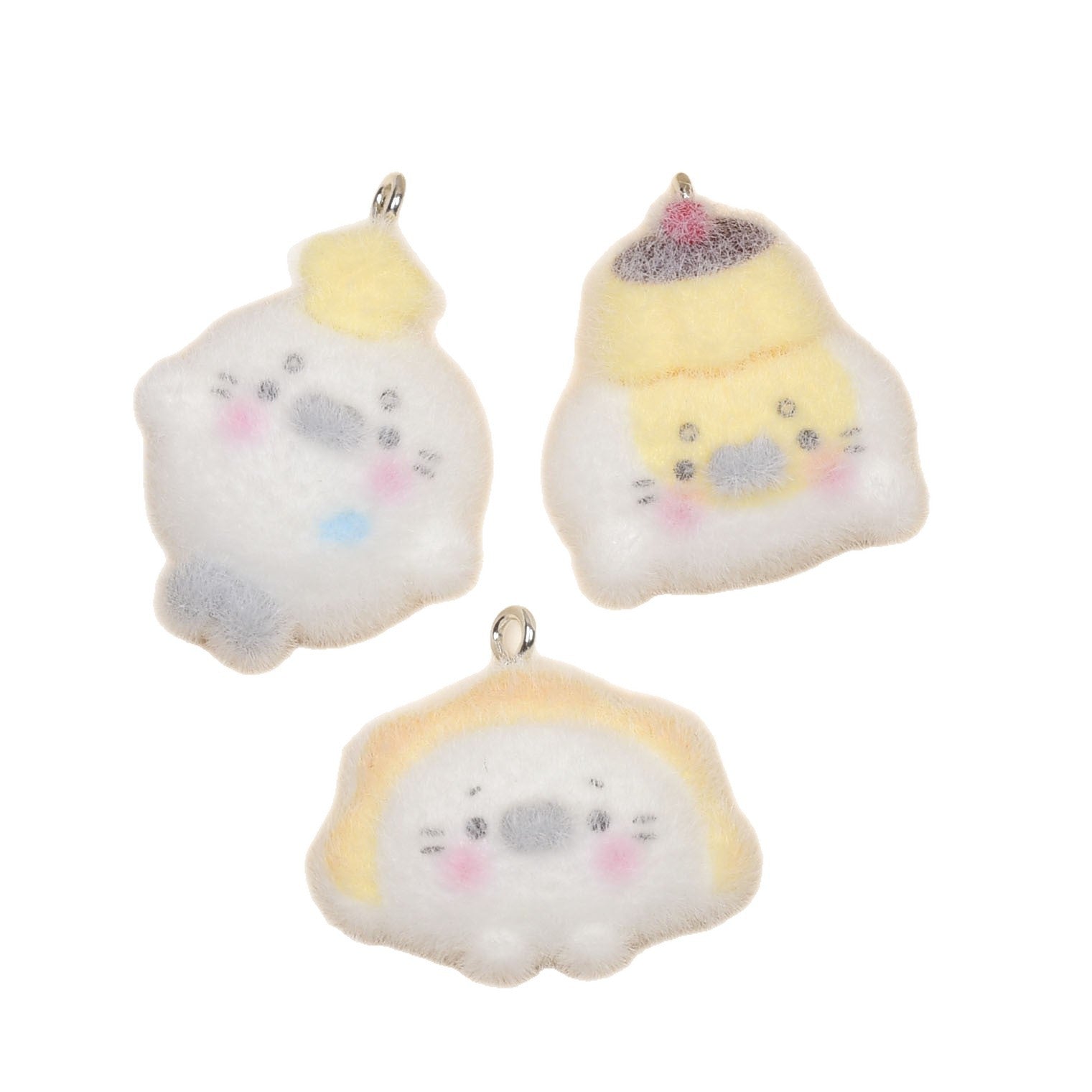Cute Animal Resin Pendant With Flocking Craft, Jewelry Accessories